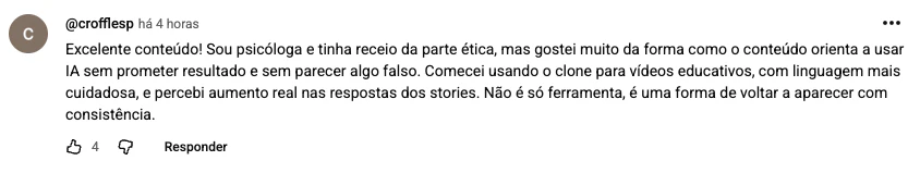 Depoimento de @crofflesp — psicóloga